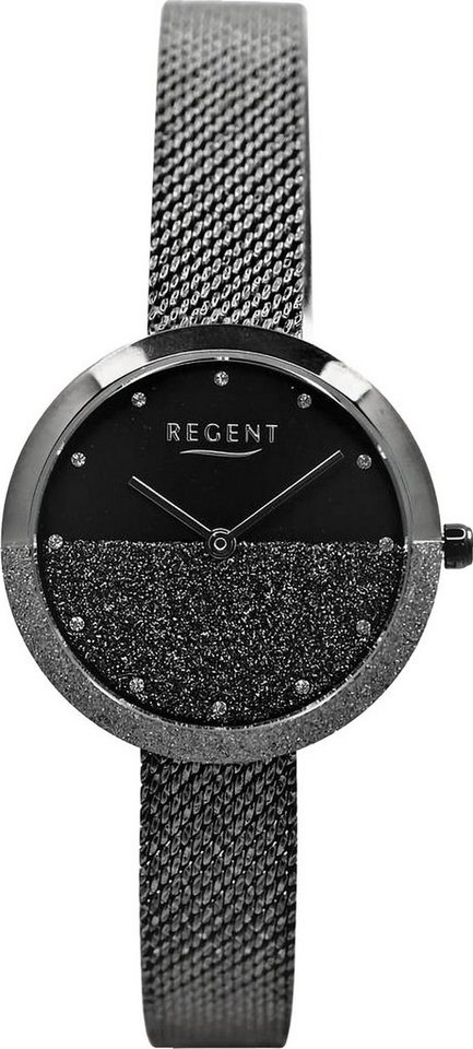 Regent Quarzuhr Regent Damen Armbanduhr Analog, (Analoguhr), Damen Armbanduhr rund, extra groß (ca. 32mm), Metallarmband von Regent