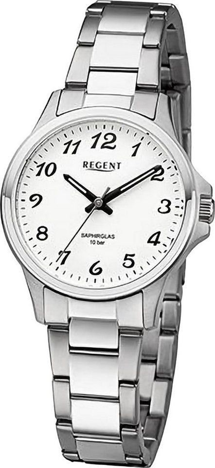 Regent Quarzuhr Regent Damen Armbanduhr Analog, (Analoguhr), Damen Armbanduhr rund, extra groß (ca. 32mm), Metallarmband von Regent