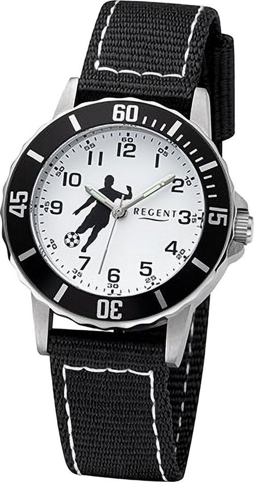 Regent Quarzuhr Regent Damen Armbanduhr Analog, Damen Armbanduhr rund, extra groß (ca. 32mm), Textilarmband von Regent