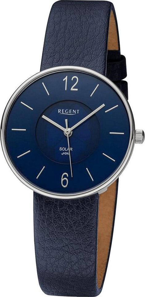 Regent Quarzuhr Regent Damen Armbanduhr Analog, Damen Armbanduhr rund, extra groß (ca. 33mm), Lederarmband von Regent