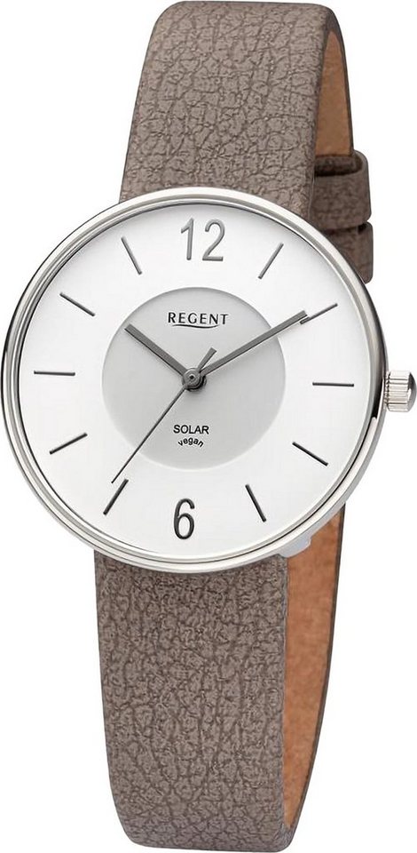 Regent Quarzuhr Regent Damen Armbanduhr Analog, Damen Armbanduhr rund, extra groß (ca. 33mm), Lederarmband von Regent
