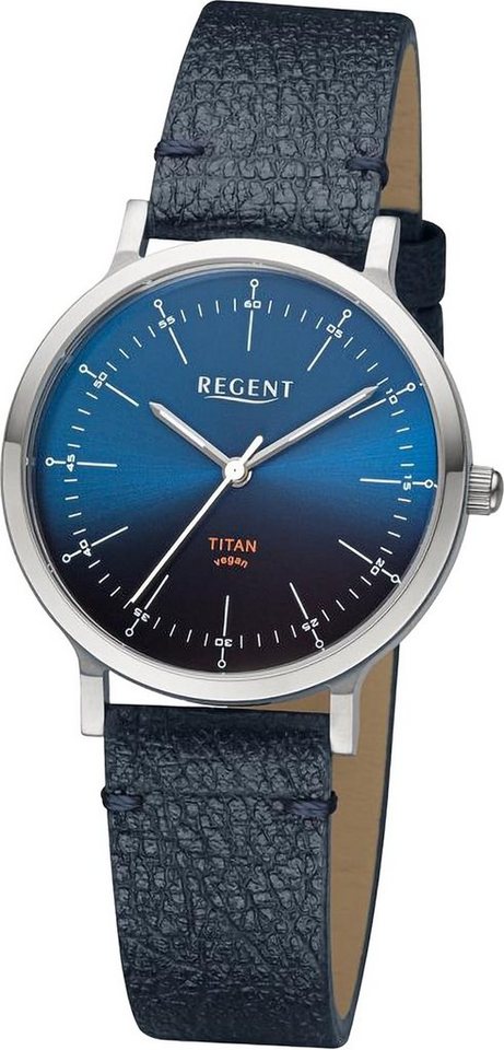 Regent Quarzuhr Regent Damen Armbanduhr Analog, (Analoguhr), Damen Armbanduhr rund, extra groß (ca. 33mm), Lederarmband von Regent