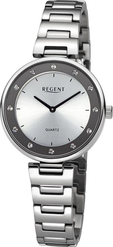 Regent Quarzuhr Regent Damen Armbanduhr Analog, (Analoguhr), Damen Armbanduhr rund, extra groß (ca. 34mm), Metallarmband von Regent