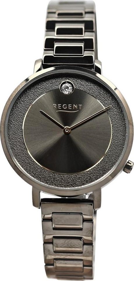 Regent Quarzuhr Regent Damen Armbanduhr Analog, Damen Armbanduhr rund, extra groß (ca. 35mm), Metallarmband von Regent