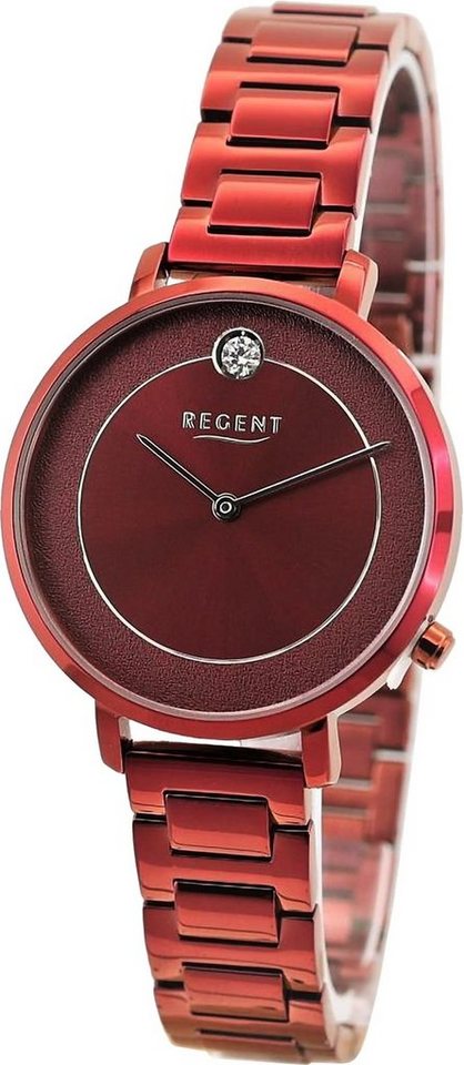 Regent Quarzuhr Regent Damen Armbanduhr Analog, Damen Armbanduhr rund, extra groß (ca. 35mm), Metallarmband von Regent