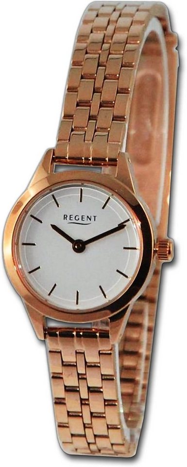 Regent Quarzuhr Regent Damen Armbanduhr Analog, Damenuhr Metallarmband rosegold, rundes Gehäuse, extra groß (ca. 23mm) von Regent