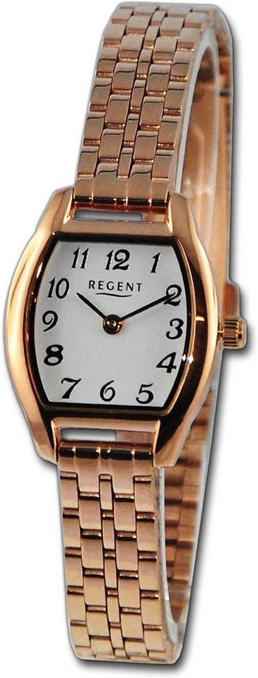 Regent Quarzuhr Regent Damen Armbanduhr Analog, Damenuhr Metallarmband rosegold, rundes Gehäuse, groß (ca. 23x30mm) von Regent
