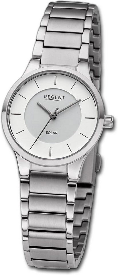 Regent Quarzuhr Regent Damen Armbanduhr Analog, Damenuhr Metallarmband silber, rundes Gehäuse, extra groß (ca. 28mm) von Regent