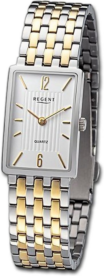 Regent Quarzuhr Regent Damen Armbanduhr Analog, Damenuhr Metallarmband silber-gold, rundes Gehäuse, groß (ca. 20x29mm) von Regent