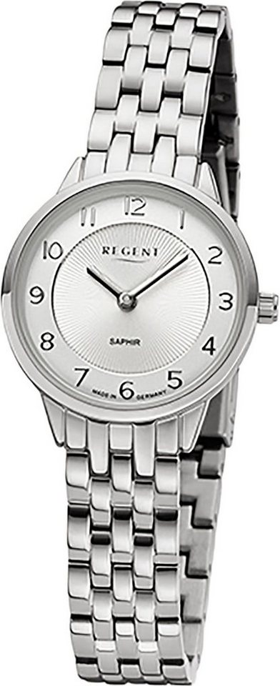 Regent Quarzuhr Regent Damen Armbanduhr Analoganzeige, Damen Armbanduhr rund, klein (ca. 27mm), Metallbandarmband von Regent