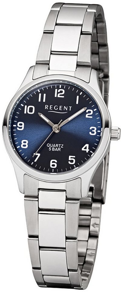 Regent Quarzuhr Regent Damen-Armbanduhr silber Analog, (Analoguhr), Damen Armbanduhr rund, klein (ca. 29mm), Edelstahlarmband von Regent