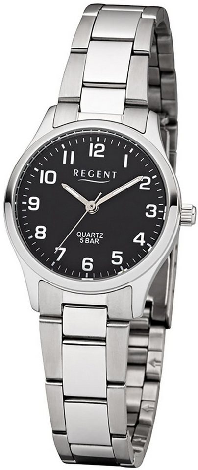 Regent Quarzuhr Regent Damen-Armbanduhr silber Analog, (Analoguhr), Damen Armbanduhr rund, klein (ca. 29mm), Edelstahlarmband von Regent