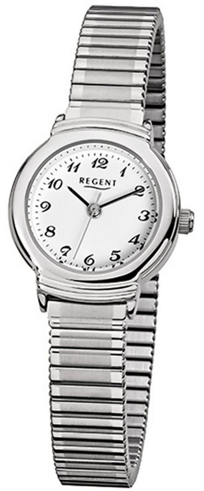 Regent Quarzuhr Regent Damen-Armbanduhr silber Analog F-264, (Analoguhr), Damen Armbanduhr rund, klein (ca. 24mm), Edelstahlarmband von Regent