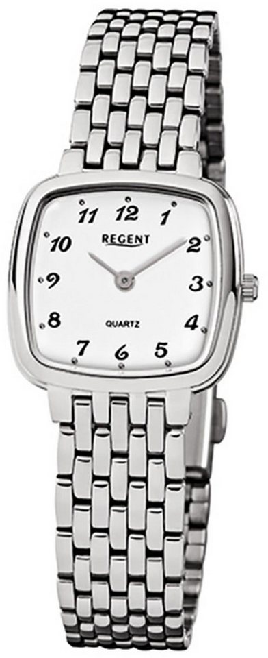 Regent Quarzuhr Regent Damen-Armbanduhr silber Analog F-520, (Analoguhr), Damen Armbanduhr eckig, klein (ca. 25x25mm), Edelstahlarmband von Regent