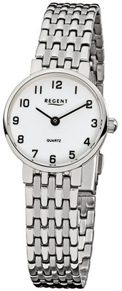 Regent Quarzuhr Regent Damen-Armbanduhr silber Analog F-609, (Analoguhr), Damen Armbanduhr rund, klein (ca. 24mm), Edelstahlarmband von Regent