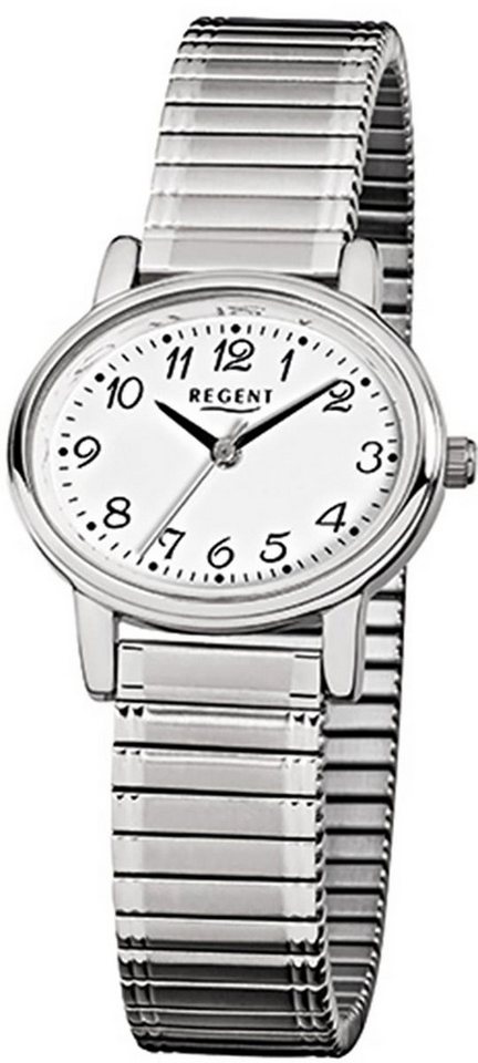 Regent Quarzuhr Regent Damen-Armbanduhr silber Analog F-891, (Analoguhr), Damen Armbanduhr oval, klein (ca. 30x25mm), Edelstahlarmband von Regent