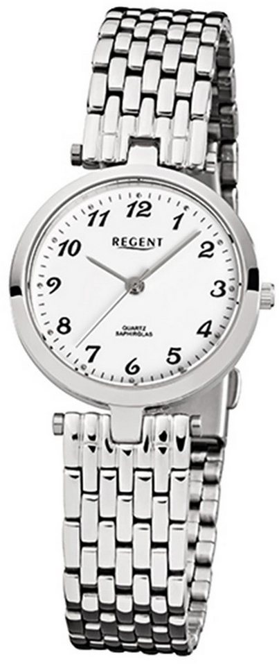 Regent Quarzuhr Regent Damen-Armbanduhr silber Analog F-908, (Analoguhr), Damen Armbanduhr rund, klein (ca. 28mm), Edelstahlarmband von Regent