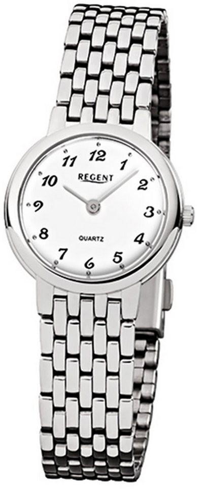 Regent Quarzuhr Regent Damen-Armbanduhr silber Analog F-909, (Analoguhr), Damen Armbanduhr rund, klein (ca. 26mm), Edelstahlarmband von Regent