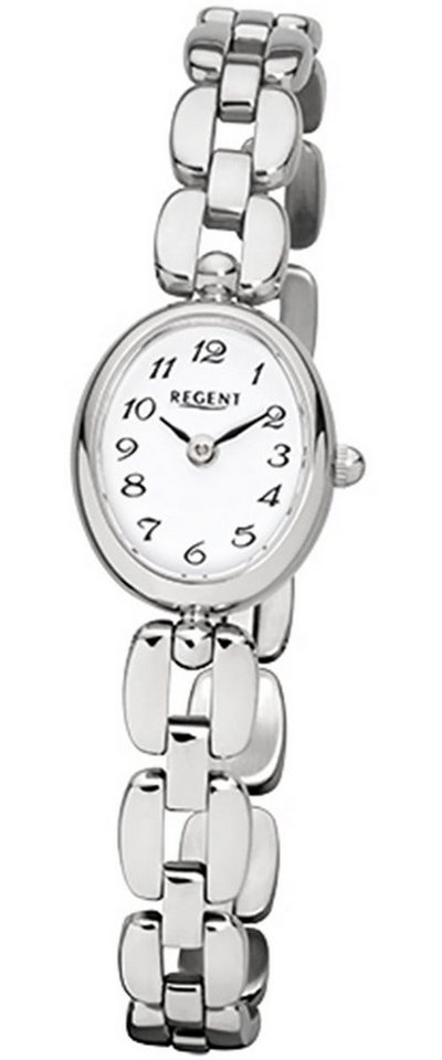 Regent Quarzuhr Regent Damen-Armbanduhr silber Analog F-966, (Analoguhr), Damen Armbanduhr oval, klein (ca. 19x16mm), Edelstahlarmband von Regent