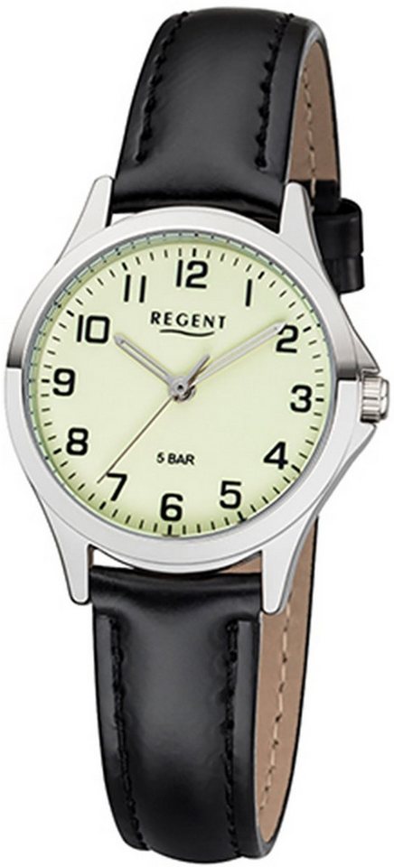 Regent Quarzuhr Regent Damen Uhr 2112427 Leder Quarz, (Analoguhr), Damen Armbanduhr rund, klein (ca. 29mm), Lederarmband von Regent
