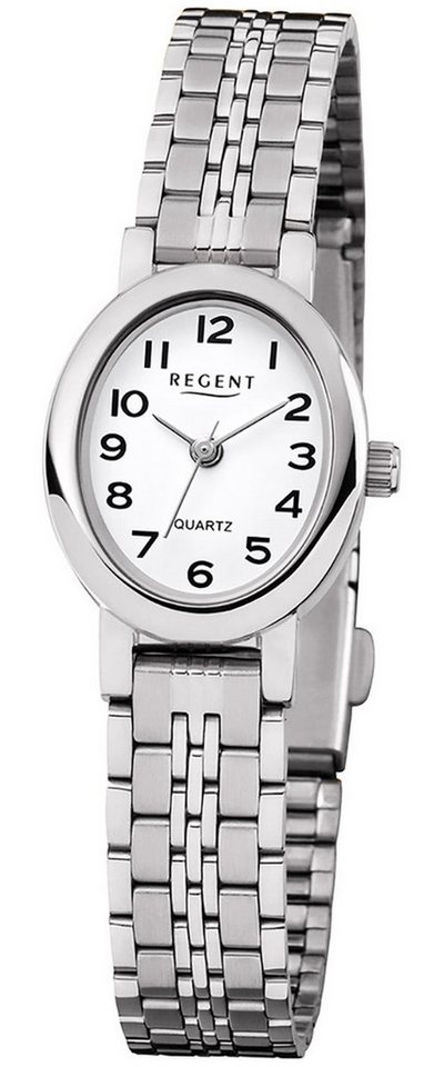 Regent Quarzuhr Regent Damen Uhr F-1169 Metall Quarz, (Analoguhr), Damen Armbanduhr oval, klein (ca. 24mm), Metallarmband von Regent
