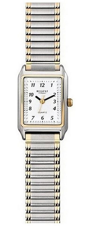 Regent Quarzuhr Regent Damen Uhr F-460 Metall Quarz, (Analoguhr), Damen Armbanduhr eckig, klein (ca. 26mm), Metallarmband von Regent