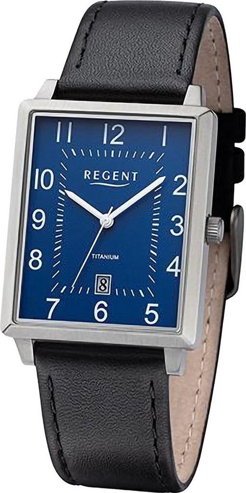 Regent Quarzuhr Regent Herren Armbanduhr Analog, (Analoguhr), Herren Armbanduhr rund, extra groß (ca. 30x43mm), Lederarmband von Regent