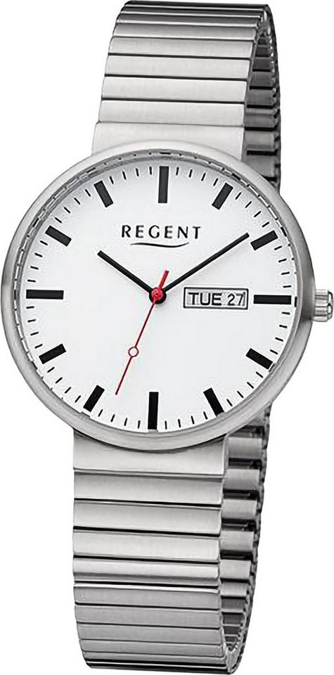 Regent Quarzuhr Regent Herren Armbanduhr Analog, (Analoguhr), Herren Armbanduhr rund, extra groß (ca. 38mm), Edelstahlarmband von Regent
