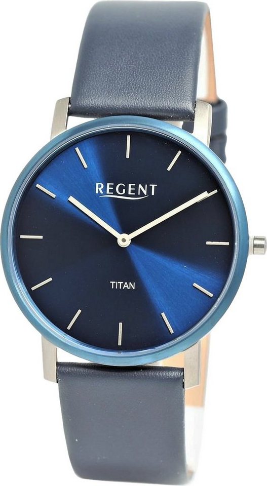 Regent Quarzuhr Regent Herren Armbanduhr Analog, (Analoguhr), Herren Armbanduhr rund, extra groß (ca. 39mm), Lederarmband von Regent