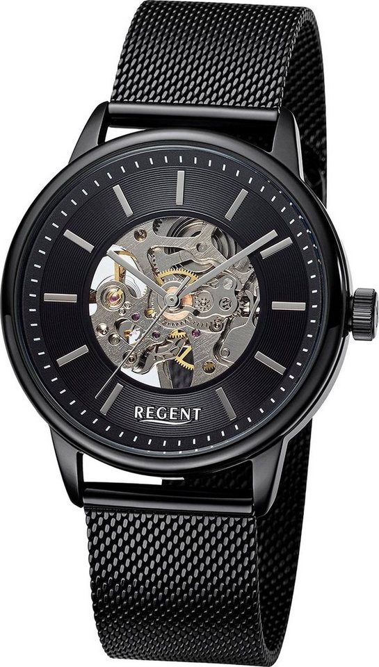 Regent Quarzuhr Regent Herren Armbanduhr Analog, (Analoguhr), Herren Armbanduhr rund, extra groß (ca. 40mm), Metallarmband von Regent