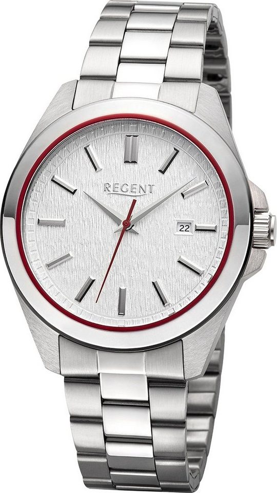 Regent Quarzuhr Regent Herren Armbanduhr Analog, (Analoguhr), Herren Armbanduhr rund, extra groß (ca. 41mm), Metallarmband von Regent