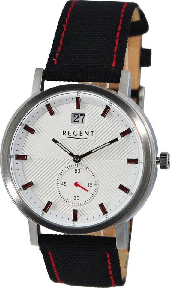 Regent Quarzuhr Regent Herren Armbanduhr Analog, Herren Armbanduhr rund, extra groß (ca. 39mm), Lederarmband von Regent