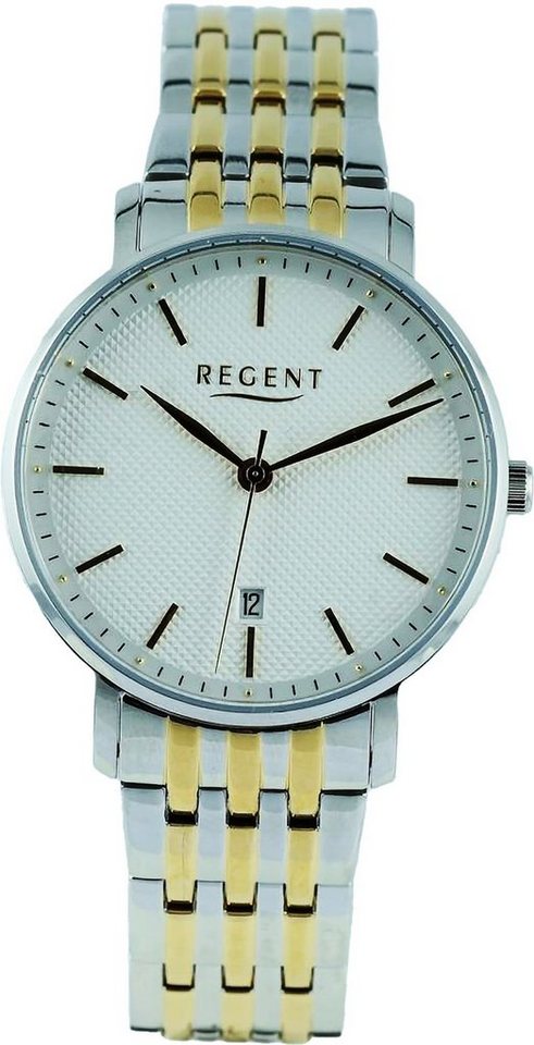 Regent Quarzuhr Regent Herren Armbanduhr Analog, Herren Armbanduhr rund, extra groß (ca. 39mm), Metallarmband von Regent
