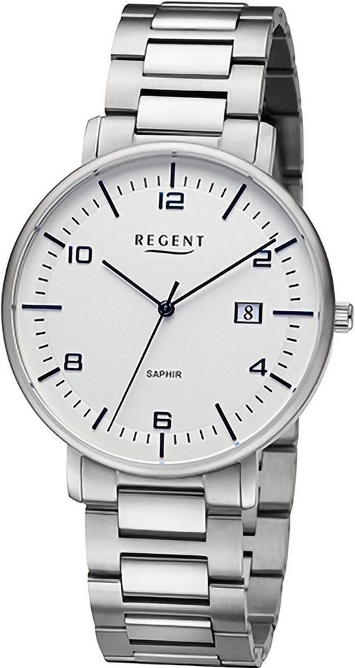 Regent Quarzuhr Regent Herren Armbanduhr Analog, Herren Armbanduhr rund, extra groß (ca. 42mm), Metallarmband von Regent