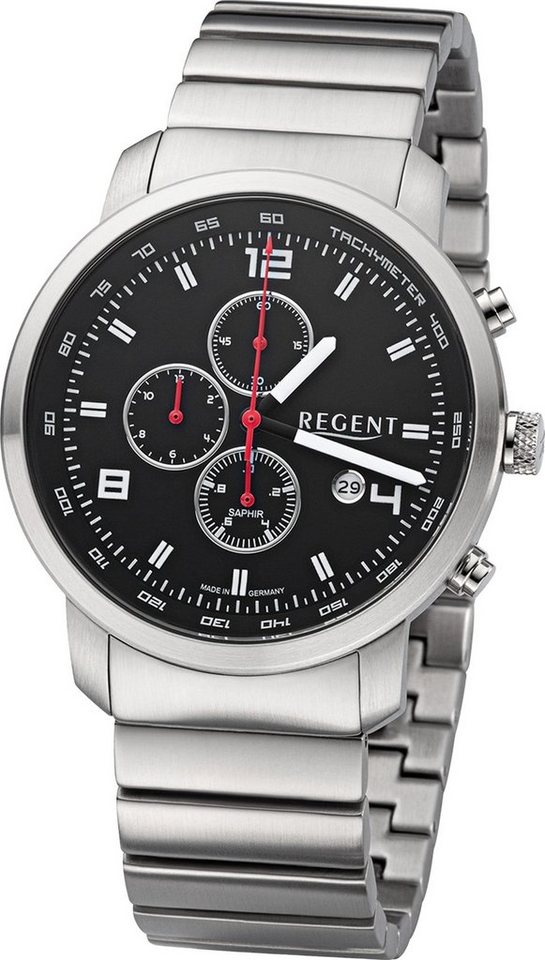 Regent Quarzuhr Regent Herren Armbanduhr Analog GM, (Analoguhr), Herren Armbanduhr rund, groß (ca. 44mm), Metallbandarmband von Regent