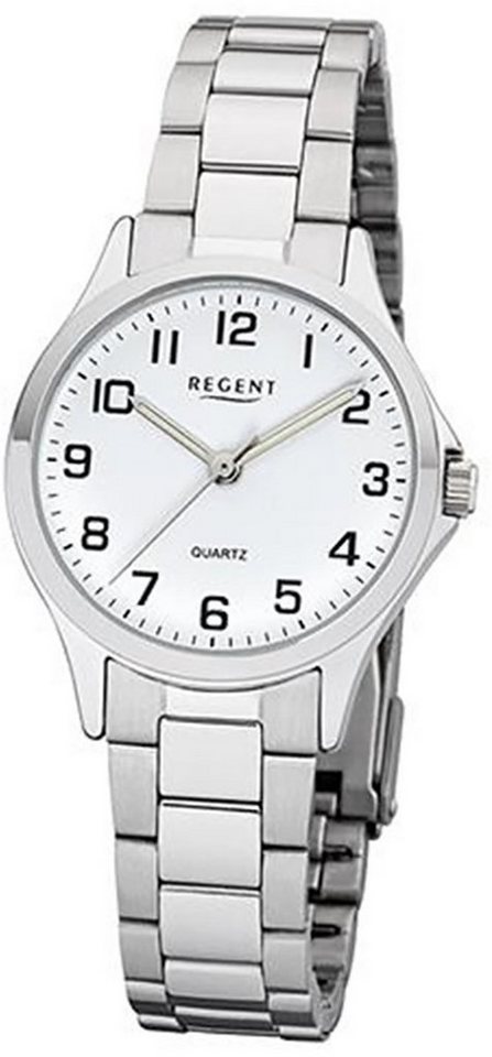 Regent Quarzuhr Regent Damen Uhr 2252410 Metall Quarz, Damen Armbanduhr rund, klein (ca. 29mm), Metallarmband von Regent