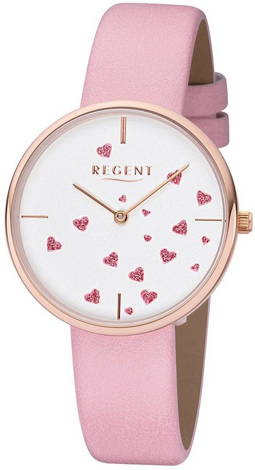 Regent Quarzuhr Regent Damen Uhr BA-608 Leder Armbanduhr, Damen Armbanduhr rund, mittel (ca. 36mm), Lederarmband von Regent