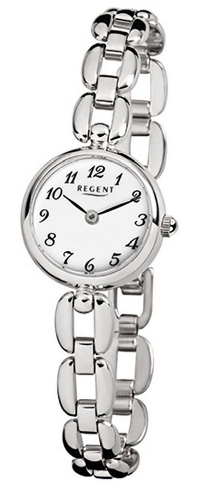Regent Quarzuhr Regent Damen-Armbanduhr silber Analog F-802, (Analoguhr), Damen Armbanduhr rund, klein (ca. 20mm), Edelstahlarmband von Regent