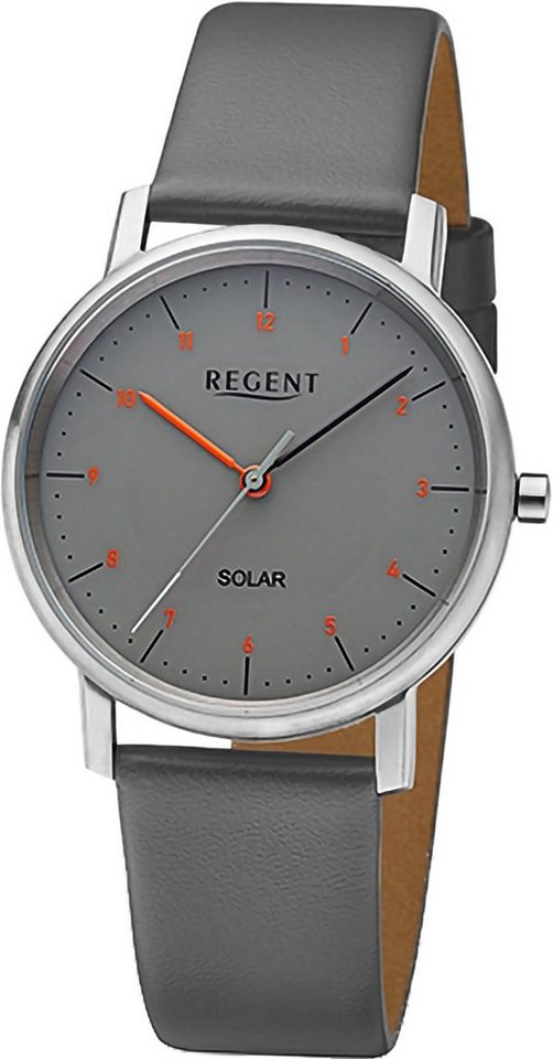 Regent Solaruhr Regent Damen Solaruhr Analog Lederarmband, (Solaruhr), Damen Solaruhr rund, extra groß (ca. 35mm), Lederarmband von Regent