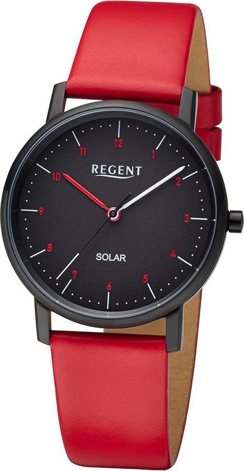 Regent Solaruhr Regent Damen Solaruhr Analog Lederarmband, (Solaruhr), Damen Solaruhr rund, extra groß (ca. 35mm), Lederarmband von Regent