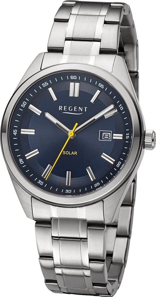 Regent Solaruhr Regent Herren Solaruhr Analog, (Solaruhr), Herren Solaruhr rund, extra groß (ca. 40mm), Metallarmband von Regent