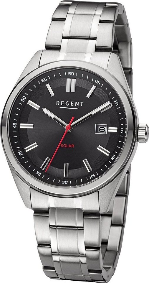 Regent Solaruhr Regent Herren Solaruhr Analog, (Solaruhr), Herren Solaruhr rund, extra groß (ca. 40mm), Metallarmband von Regent