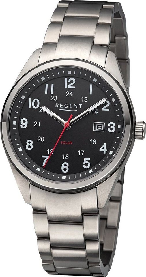 Regent Solaruhr Regent Herren Solaruhr Analog, (Solaruhr), Herren Solaruhr rund, extra groß (ca. 40mm), Metallarmband von Regent