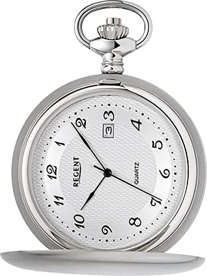 Regent Taschenuhr Regent Herren Taschenuhr Analog Gehäuse, (Analoguhr, Analoguhr), Herren Taschenuhr rund, extra groß (ca. 48mm), Stahl, Elegant von Regent