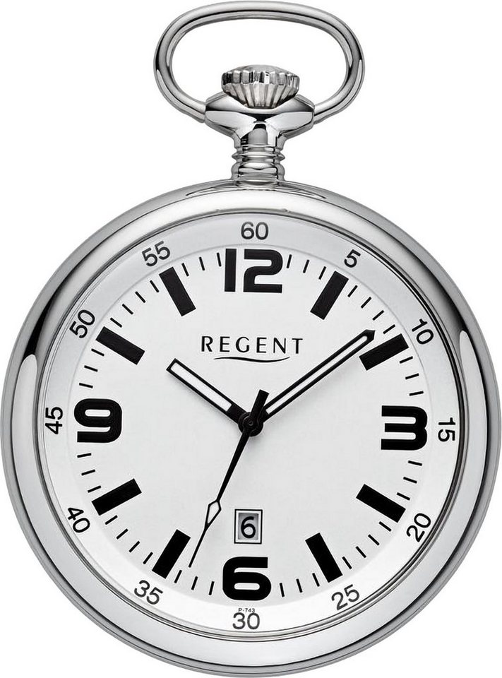 Regent Taschenuhr Regent Herren Taschenuhr Analog Gehäuse, (Analoguhr, Analoguhr), Herren Taschenuhr rund, extra groß (ca. 50mm), Edelstahl, Elegant von Regent