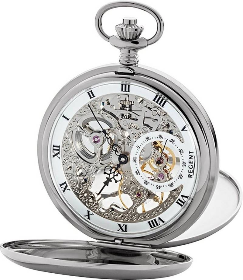 Regent Taschenuhr Regent Herren Taschenuhr Analog, (Analoguhr), Herren Taschenuhr rund, groß (ca. 53mm), Edelstahl, Elegant von Regent