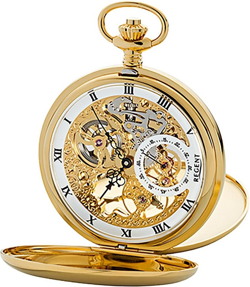 Regent Taschenuhr Regent Herren Taschenuhr Analog, (Analoguhr), Herren Taschenuhr rund, groß (ca. 53mm), Edelstahl, Elegant von Regent