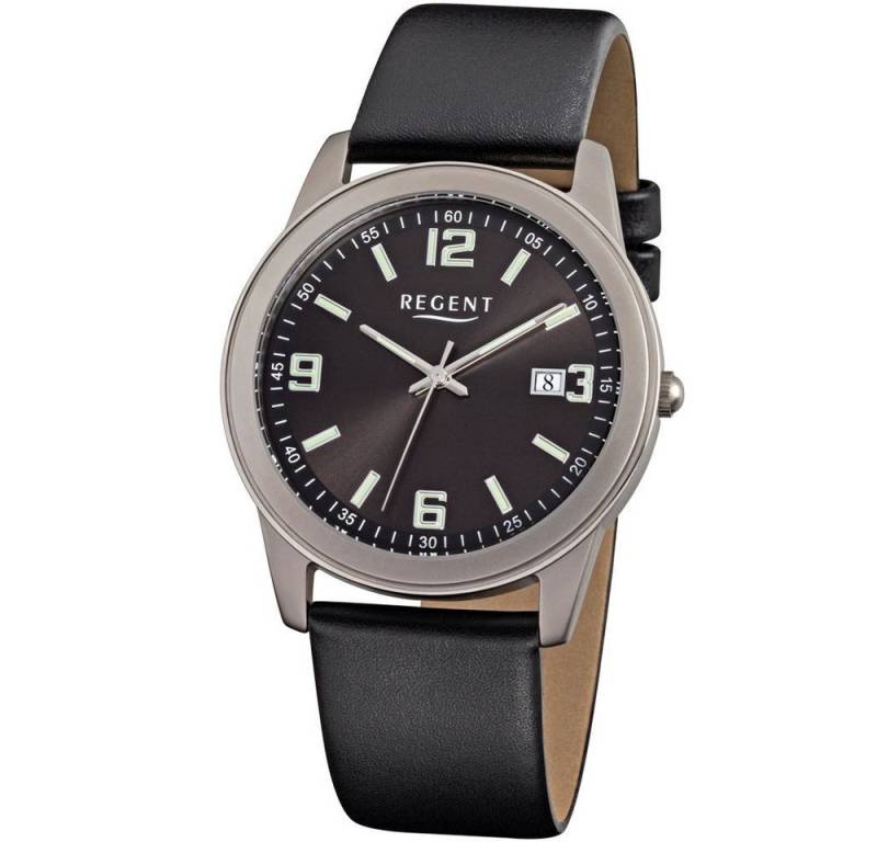 Regent Titanuhr REGENT Herren Armbanduhr F-845 schwarz D. 38 mm Lederband schwarz Regent Titanuhr REGENT Herren Armbanduhr F-845 schwarz D. 38 mm Lederband schwarz von Regent