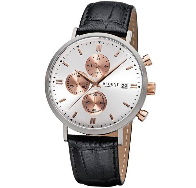 Regent Titanuhr REGENT Herren Armbanduhr CHRONO BA-300 silber D.40mm Lederband schwarz Regent Titanuhr REGENT Herren Armbanduhr CHRONO BA-300 silber D.40mm Lederband schwarz von Regent