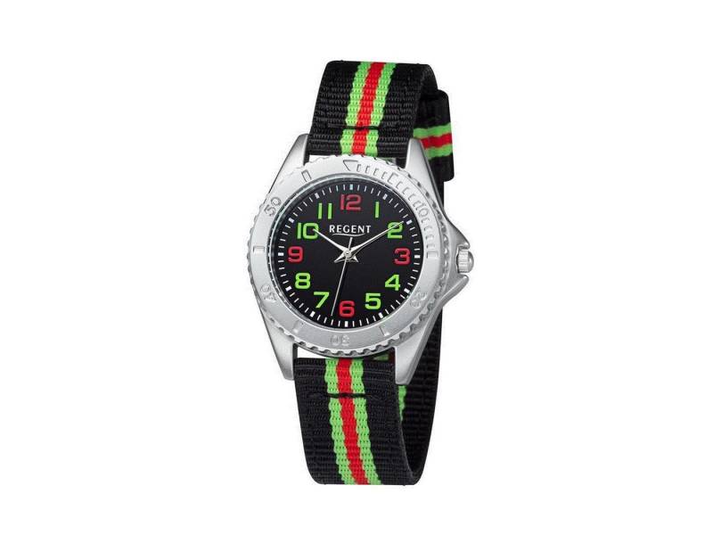 Regent Uhrenring Regent Jungen Analog Quarz Uhr mit Textil Armband 12400320 von Regent